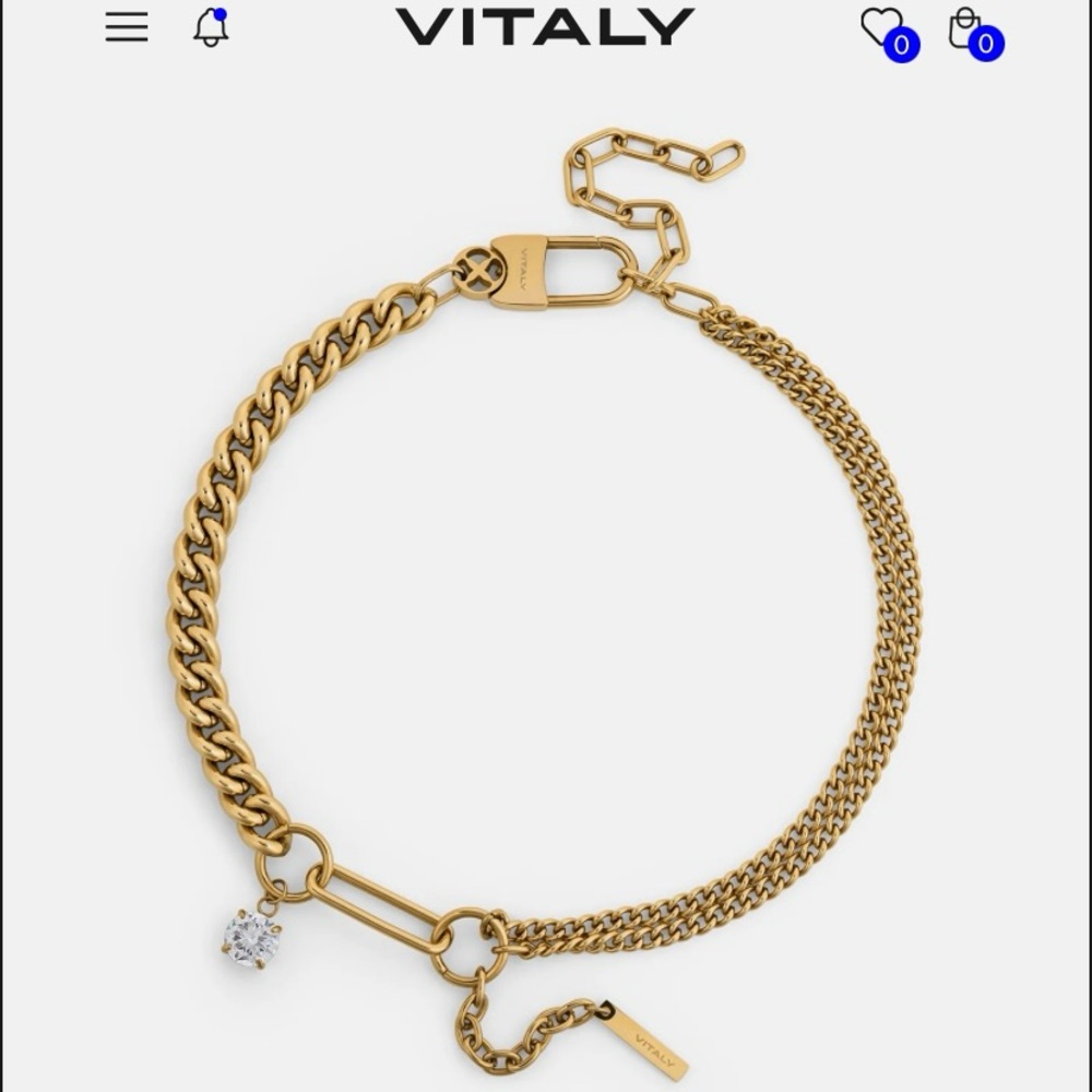 VITALY Gold Chain Link Necklace with Cubic Charm